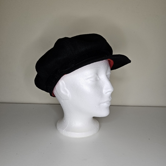 Vintage Liz Claiborne Wool Newsboy Cap Paperboy Hat Black With Bow Detail - Picture 5 of 13